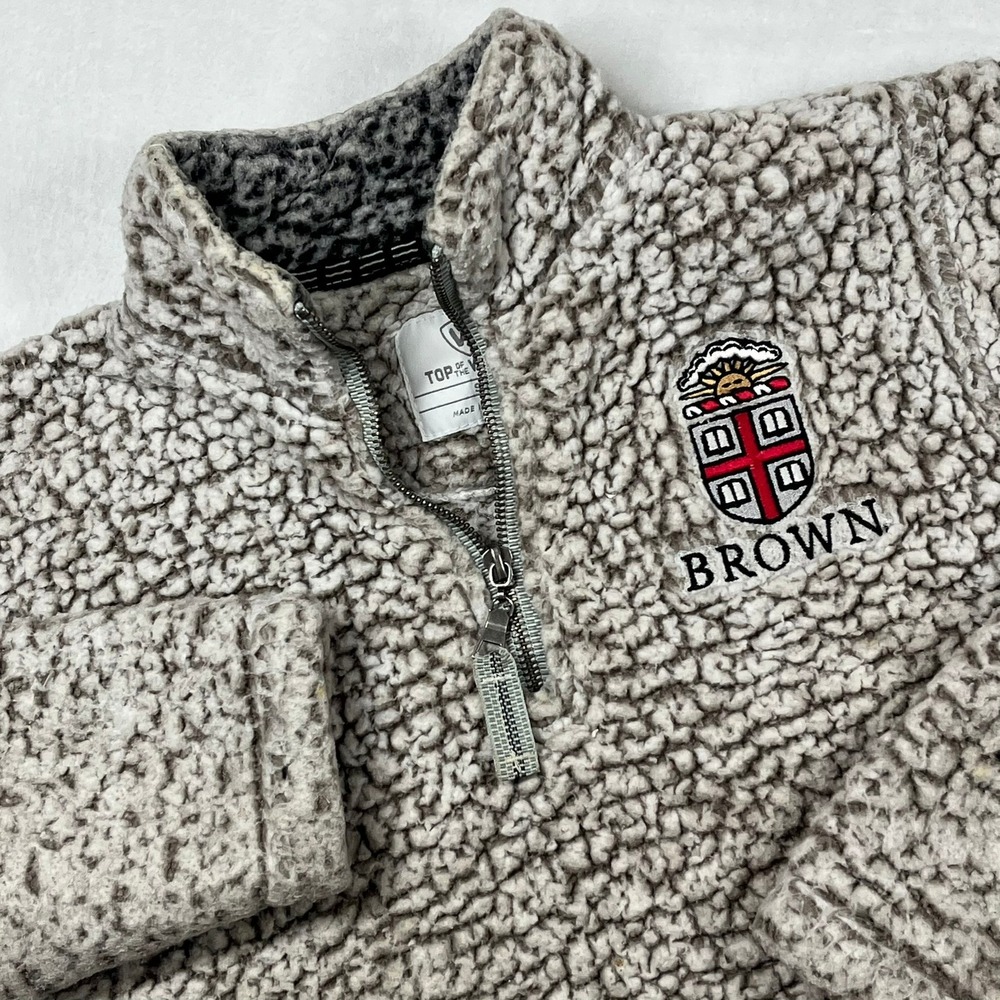 Brown University 1/4 Zip Pullover‎ Sherpa Sweatshirt Women's S Collegiate